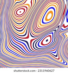 ABSTRACT ILLUSTRATION MARBLED TEXTURE LIQUIFY PSYCHEDELIC COLORFUL DESIGN. OPTICAL ILLUSION BACKGROUND VECTOR DESIGN
