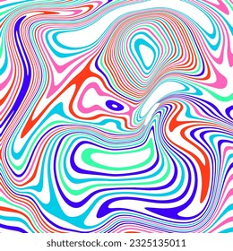 ABSTRACT ILLUSTRATION MARBLED TEXTURE LIQUIFY PSYCHEDELIC COLORFUL DESIGN. OPTICAL ILLUSION BACKGROUND VECTOR DESIGN