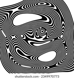 ABSTRACT ILLUSTRATION MARBLED TEXTURE LIQUIFY PSYCHEDELIC BLACK COLOR DESIGN. OPTICAL ILLUSION BACKGROUND VECTOR DESIGN