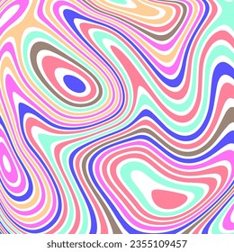 ABSTRACT ILLUSTRATION MARBLED TEXTURE LIQUIFY PSYCHEDELIC PASTEL COLORFUL DESIGN. OPTICAL ILLUSION BACKGROUND VECTOR DESIGN
