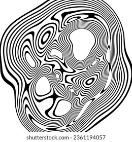 ABSTRACT ILLUSTRATION MARBLED TEXTURE LIQUIFY PSYCHEDELIC BLACK AND WHITE COLOR DESIGN. OPTICAL ILLUSION BACKGROUND VECTOR DESIGN