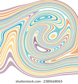 ABSTRACT ILLUSTRATION MARBLED TEXTURE LIQUIFY PSYCHEDELIC PASTEL COLORFUL DESIGN. OPTICAL ILLUSION BACKGROUND VECTOR DESIGN