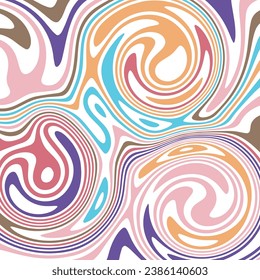 ABSTRACT ILLUSTRATION MARBLED TEXTURE LIQUIFY PSYCHEDELIC PASTEL SOFT COLORFUL DESIGN. OPTICAL ILLUSION BACKGROUND VECTOR DESIGN