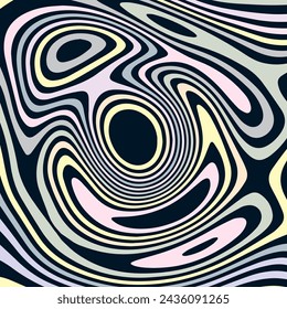 ILUSTRACIÓN ABSTRACTA TEXTURA DE MÁRMOL LICUAR PSICODÉLICO PASTEL SUAVE DISEÑO COLORIDO. ILUSIÓN ÓPTICA FONDO OSCURO DISEÑO VECTORIAL