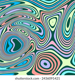 ABSTRACT ILLUSTRATION MARBLED TEXTURE LIQUIFY PSYCHEDELIC PASTEL SOFT COLORFUL DESIGN. OPTICAL ILLUSION BLUE BACKGROUND VECTOR DESIGN
