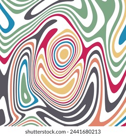 ABSTRAKTE ILLUSTRATION MARMORIERTE TEXTUR VERFLÜSSIGEN PSYCHEDELISCHES PASTELLFARBENES, WEICHES DESIGN. OPTISCHES ILLUSIONSHINTERGRUND-VEKTOR-DESIGN
