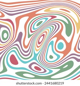 ABSTRACT ILLUSTRATION MARBLED TEXTURE LIQUIFY PSYCHEDELIC PASTEL SOFT COLORFUL DESIGN. OPTICAL ILLUSION BACKGROUND VECTOR DESIGN