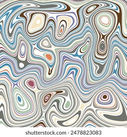 ABSTRACT ILLUSTRATION MARBLED TEXTURE LIQUIFY PSYCHEDELIC PASTEL SOFT COLORFUL DESIGN. OPTICAL ILLUSION BACKGROUND VECTOR DESIGN