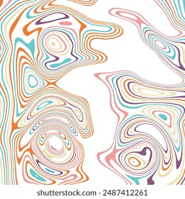 ABSTRACT ILLUSTRATION MARBLED TEXTURE LIQUIFY PSYCHEDELIC PASTEL SOFT COLORFUL DESIGN. OPTICAL ILLUSION BACKGROUND VECTOR DESIGN