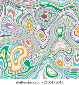 ABSTRACT ILLUSTRATION MARBLED TEXTURE LIQUIFY PSYCHEDELIC PASTEL COLORFUL DESIGN. OPTICAL ILLUSION BACKGROUND VECTOR DESIGN