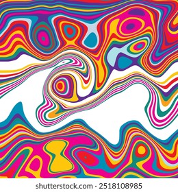 ABSTRACT ILLUSTRATION MARBLED TEXTURE LIQUIFY PSYCHEDELIC COLORFUL DESIGN. OPTICAL ILLUSION BACKGROUND VECTOR DESIGN