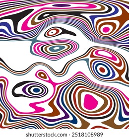 ABSTRACT ILLUSTRATION MARBLED TEXTURE LIQUIFY PSYCHEDELIC COLORFUL DESIGN. OPTICAL ILLUSION BACKGROUND VECTOR DESIGN