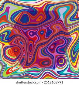 ABSTRACT ILLUSTRATION MARBLED TEXTURE LIQUIFY PSYCHEDELIC COLORFUL DESIGN. OPTICAL ILLUSION BACKGROUND VECTOR DESIGN