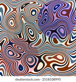 ABSTRACT ILLUSTRATION MARBLED TEXTURE LIQUIFY PSYCHEDELIC COLORFUL DESIGN. OPTICAL ILLUSION BACKGROUND VECTOR DESIGN