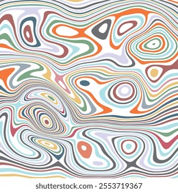 ABSTRACT ILLUSTRATION MARBLED TEXTURE LIQUIFY PSYCHEDELIC PASTEL SOFT COLORFUL DESIGN. OPTICAL ILLUSION BACKGROUND VECTOR DESIGN
