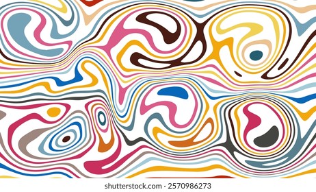 ABSTRACT ILLUSTRATION MARBLED TEXTURE LIQUIFY PSYCHEDELIC COLORFUL DESIGN. OPTICAL ILLUSION BACKGROUND VECTOR DESIGN