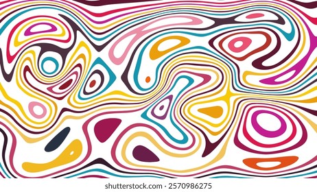 ABSTRACT ILLUSTRATION MARBLED TEXTURE LIQUIFY PSYCHEDELIC COLORFUL DESIGN. OPTICAL ILLUSION BACKGROUND VECTOR DESIGN