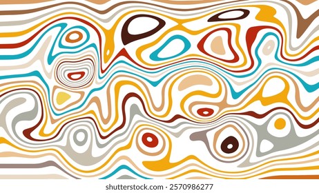 ABSTRACT ILLUSTRATION MARBLED TEXTURE LIQUIFY PSYCHEDELIC COLORFUL DESIGN. OPTICAL ILLUSION BACKGROUND VECTOR DESIGN