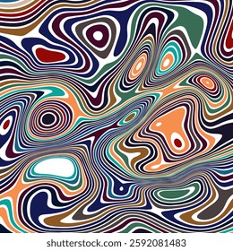 ABSTRACT ILLUSTRATION MARBLED TEXTURE LIQUIFY PSYCHEDELIC COLORFUL DESIGN. OPTICAL ILLUSION BACKGROUND VECTOR DESIGN