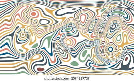 ABSTRACT ILLUSTRATION MARBLED TEXTURE LIQUIFY PSYCHEDELIC COLORFUL DESIGN. OPTICAL ILLUSION BACKGROUND VECTOR DESIGN