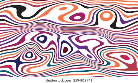 ABSTRACT ILLUSTRATION MARBLED TEXTURE LIQUIFY PSYCHEDELIC COLORFUL DESIGN. OPTICAL ILLUSION BACKGROUND VECTOR DESIGN
