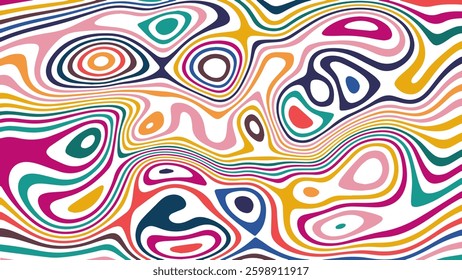 ABSTRACT ILLUSTRATION MARBLED TEXTURE LIQUIFY PSYCHEDELIC COLORFUL DESIGN. OPTICAL ILLUSION BACKGROUND VECTOR DESIGN