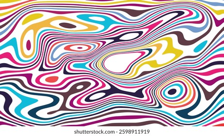 ABSTRACT ILLUSTRATION MARBLED TEXTURE LIQUIFY PSYCHEDELIC COLORFUL DESIGN. OPTICAL ILLUSION BACKGROUND VECTOR DESIGN
