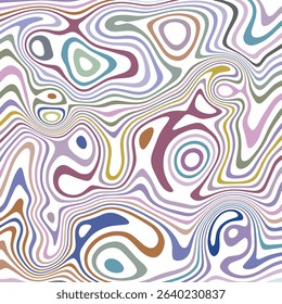 ABSTRACT ILLUSTRATION MARBLED TEXTURE LIQUIFY PSYCHEDELIC COLORFUL DESIGN. OPTICAL ILLUSION BACKGROUND VECTOR DESIGN