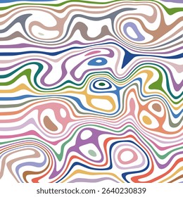 ABSTRACT ILLUSTRATION MARBLED TEXTURE LIQUIFY PSYCHEDELIC COLORFUL DESIGN. OPTICAL ILLUSION BACKGROUND VECTOR DESIGN