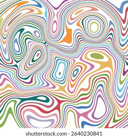 ABSTRACT ILLUSTRATION MARBLED TEXTURE LIQUIFY PSYCHEDELIC COLORFUL DESIGN. OPTICAL ILLUSION BACKGROUND VECTOR DESIGN