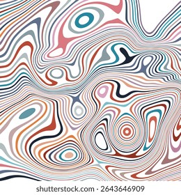 ABSTRACT ILLUSTRATION MARBLED TEXTURE LIQUIFY PSYCHEDELIC COLORFUL DESIGN. OPTICAL ILLUSION BACKGROUND VECTOR DESIGN