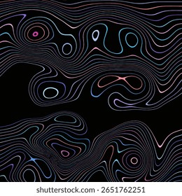 ABSTRACT ILLUSTRATION MARBLED TEXTURE LIQUIFY PSYCHEDELIC COLORFUL DESIGN. OPTICAL ILLUSION DARK BACKGROUND VECTOR DESIGN