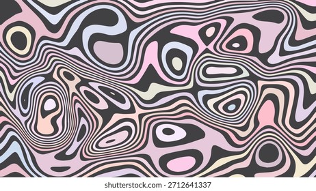 ABSTRACT ILLUSTRATION MARBLED TEXTURE LIQUIFY PSYCHEDELIC COLORFUL DESIGN. OPTICAL ILLUSION BACKGROUND VECTOR 