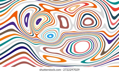 Ilustração abstrata Marmoreado Textura Liquificar Psicodélico Design Colorido. Vetor de plano de fundo de iluminação óptica