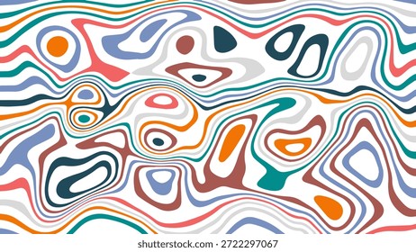 Ilustração abstrata Marmoreado Textura Liquificar Psicodélico Design Colorido. Vetor de plano de fundo de iluminação óptica