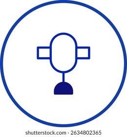 Ilustração abstrata de um ícone de microfone dentro de um círculo azul, perfeito para multimídia