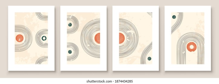 Abstract Illustration in Minimal Style for Wall Decoration Background. Mid century modern minimalist art print. Boho wall decor. Vector Illustration