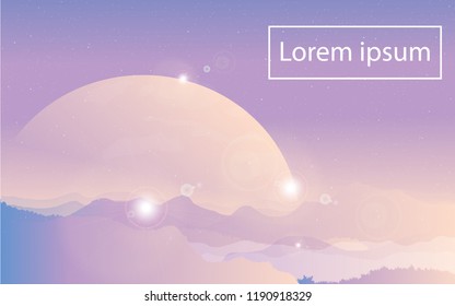 Abstract illustration  moon background with star vector,image design,colorful wallpaper.