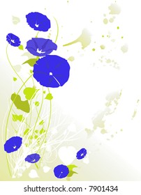 abstract illustration of morning glories and leaves
