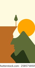 abstract illustration of mountains and cliffs