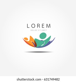 Abstract illustration of multicolor people silhouette.