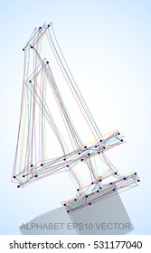 Abstract illustration of a Multicolor sketched 4 with Reflection. Hand drawn 3D 4 for your design. EPS 10 vector illustration.