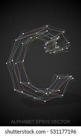 Abstract illustration of a Multicolor sketched C with Transparent Shadow. Hand drawn 3D C for your design. EPS 10 vector illustration.