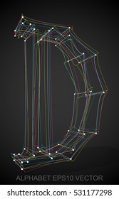 Abstract illustration of a Multicolor sketched D with Transparent Shadow. Hand drawn 3D D for your design. EPS 10 vector illustration.
