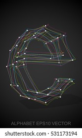 Abstract illustration of a Multicolor sketched E with Transparent Shadow. Hand drawn 3D E for your design. EPS 10 vector illustration.