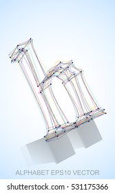Abstract illustration of a Multicolor sketched H with Reflection. Hand drawn 3D H for your design. EPS 10 vector illustration.
