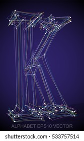 Abstract illustration of a Multicolor sketched K with Transparent Shadow. Hand drawn 3D K for your design. EPS 10 vector illustration.