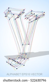 Abstract illustration of a Multicolor sketched lowercase letter Y with Transparent Shadow. Hand drawn 3D Y for your design. EPS 10 vector illustration.