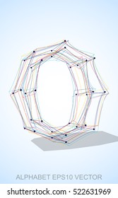 Abstract illustration of a Multicolor sketched lowercase letter O with Transparent Shadow. Hand drawn 3D O for your design. EPS 10 vector illustration.