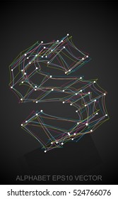 Abstract illustration of a Multicolor sketched lowercase letter S with Reflection. Hand drawn 3D S for your design. EPS 10 vector illustration.